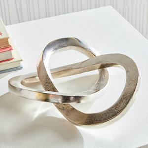 Sculpture abstraite moderne en argent avec nœud emboîté en aluminium Art Decor Home Office Accent Piece sculpture polie moderne - Product Image 3