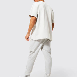 Ensemble T-shirt et pantalon slim en coton 100% pour homme, vêtements de sport décontractés d'été pour la salle de sport et shorts, taille XL - Product Image 2