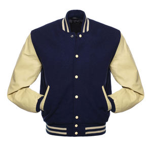Blouson aviateur en cuir avec logo brodé en chenille pour l'hiver personnalisé OEM Vestes d'université en cuir véritable pour hommes - Product Image 2