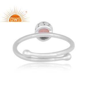 Anillo ajustable de piedras preciosas de piedra lunar de melocotón Natural de plata de ley fina de último diseño, fabricante de joyería - Product Image 4