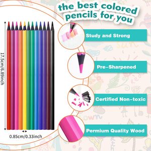 Crayons de couleur en plastique recyclé standard pour enfants, non toxiques, en vrac, de la Bview Art Factory, 12/18/24/36/48 couleurs - Product Image 3