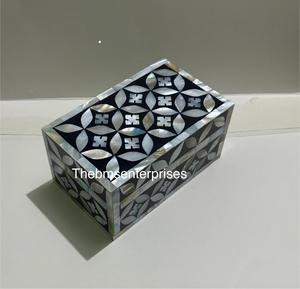 Boîte de nacre de luxe tendance Golfe bleu marine stockage de bijoux Design haut de gamme meilleurs prix de gros coffrets cadeaux en matériau osseux - Product Image 4