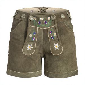 Traje Tradicional Bávaro para el Oktoberfest, Lederhosen de Cuero Genuino, Estilo Alemán, Antiviento, Grueso, con Diseño Floral - Product Image 1