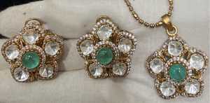 Conjunto de Cadena de Eslabones Estilo Polki Chapada en Oro Latón, Joyería de Moda, Collar Artificial, Joyería de Moda - Product Image 2