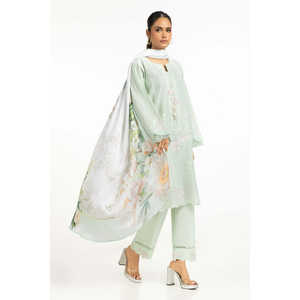 Camisa y Pantalón Bordados en Cambray Verde Claro para Mujer, Primavera/Verano - Product Image 5