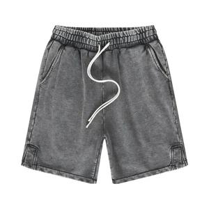 Vente en gros de shorts personnalisés 100% coton délavés à l'acide pour hommes, style vintage, design brodé décontracté, taille de logo personnalisable avec cordon de serrage - Product Image 4