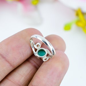 Tendance naturelle Chrysoprase bague en pierres précieuses Vintage plaqué argent bijoux faits à la main bague en argent Sterling 925 forme ovale bijoux - Product Image 2