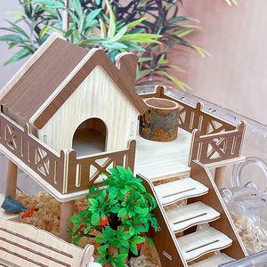 <span class=keywords><strong>Casa</strong></span> <span class=keywords><strong>para</strong></span> Hámster <span class=keywords><strong>de</strong></span> Madera Maciza Ecológica y Popular con Ensamblaje DIY - Product Image 5