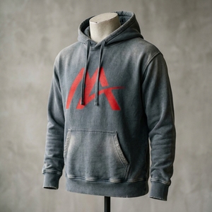 <b>Men's</b> <b>Grey</b> Graphic Pullover Hoodie <b>Fleece</b> Sweatshirt Streetwear Fashion Casual Hooded Top Custom Wholesale OEM ODM Apparel Heavy - Product Image 5