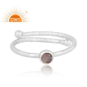 Best Selling Fine Sterling Silver Natural <b>Labradorite</b> Gemstone Stackable <b>Ring</b> Custom Jewelry Manufacturer - Product Image 2