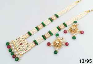 <b>Indian</b> Fancy Traditional Motipearl Drop & Kundan Long Mala Pendent <b>Necklace</b> Set GoldTone Kundan Pearl Long <b>Necklace</b> Earring Set - Product Image 3