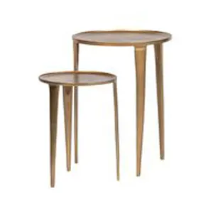 Heiße Bestseller Runde Aluminium Tablett Tisch hocker Oval Gold Moderne dekorative antike Look hand gefertigte Möbel