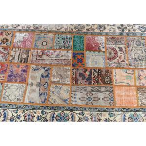 Tapis d'appoint vintage 2,9 x 6,2 pieds, tapis oriental turc en laine bleu et rouge - Product Image 5