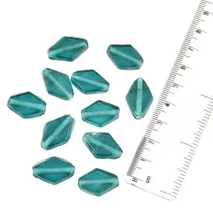 Handmade Decorative Sea Green Hand Made Kite Shaped Glass Jewelry Making Loose Beads (12 in Pack) Accessories Beads NGB-E59