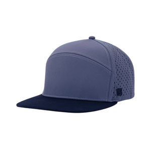 Venta al por mayor Vietnam dos tonos estructurado 6 paneles perforado sombrero ala plana impermeable corte láser agujero personalizado gorra de golf en blanco para el día a día - Product Image 5