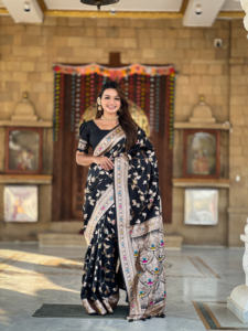 Hermoso Sari banarasi con retoque meenakari - Product Image 1