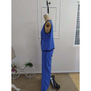 Ensemble deux pièces pour femme, veste sans manches boutonnée et pantalon, 36333 - Bleu - Product Image 5