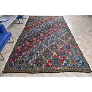 พรมตุรกีวินเทจ ขนาดใหญ่ 6x11.5 ฟุต พรมคิลิมสีแดงแบบไล่เฉด - Product Image 1