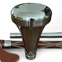 Bâton de mace à tête plate Gevon (Métal/Bois/Laiton/Acier) pour Tambour-major Cérémoniel, Origine Pakistan, Accessoire d'instrument de musique souple