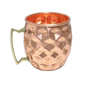 Top Quality Copper Mugs Moscow Mule <b>Coffee</b> diamond finished Wine Cup Copper Cocktail Glass Hammered Cup Glass With Handle Mugs - Product Image 1