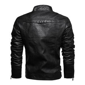 Blouson en cuir pour hommes vente en gros Bomber décontracté Zipper survêtement usine OEM - Product Image 5