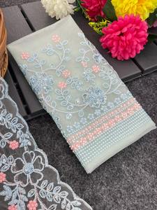 Sari de red pesado tradicional Clásico más vendido con hermoso diseño de volantes Sari de fiesta de boda Sari de festival de India - Product Image 4