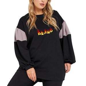 OEM surdimensionné confortable femmes sweat-shirt coton lourd polaire ras du cou pull bloc de couleur à la mode dames sweat-shirt - Product Image 1