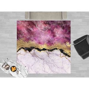Alfombra de Mármol Rosa y Dorado: Alfombra de Lujo, Alfombra de Chenilla - Product Image 1