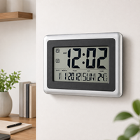 LCD Digitaler Wecker mit Großem Display, Tisch- und Wanduhr mit Temperaturanzeige, Kalender, Tag und Datum, 12/24-Stunden-Anzeige für Zuhause und Büro