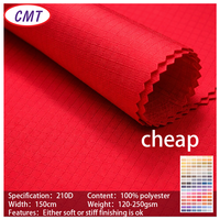 Tissu Oxford Ripstop en polyester ciment 210D léger CMT avec revêtement PU