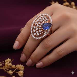 เพชรโมอิสพร้อมหินสีม่วง925แหวนเงิน - Product Image 2