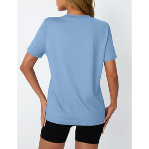 Camisetas de entrenamiento ajustadas para mujer, camisetas de gimnasio de manga corta, camisetas de Yoga atléticas de verano, ropa informal holgada 2025 - Product Image 4