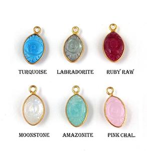 Dijes Sueltos de Piedra Turquesa con Forma de Ojo Natural, Chapados en Oro, para la Fabricación de Joyas al por Mayor - Product Image 4