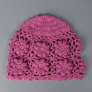 Chapeau en crochet fait main japonais en gros, motif fleur 3D, doux, ajouré, en peluche, respirant, accessoires décontractés - Product Image 2