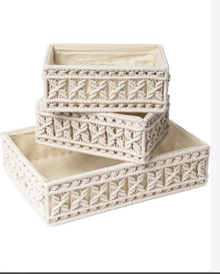 Panier de rangement en macramé écologique, design Art Déco, installation autocollante, imperméable, recyclable, utilisation intérieure, maison, bureau - Product Image 4