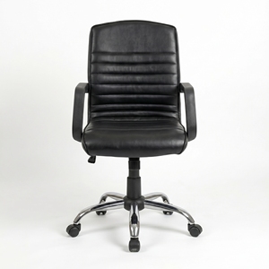 Chaise de bureau pivotante moderne en cuir EVA rembourrée avec vérin à gaz et base étoile chromée pour la maison, le bureau, l'école et l'atelier - Product Image 3