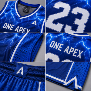 Uniforme de Baloncesto Personalizado Blue Lightning, Conjunto de Camiseta y Pantalones Cortos para Hombre, Transpirable, de Secado Rápido, Ropa Deportiva de Equipo, OEM, ODM, Venta al Por Mayor - Product Image 5