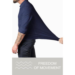 Camisas de vestir de algodón para hombre, camisa Formal elástica sin arrugas de manga larga sólida, camisas informales de negocios con botones - Product Image 2