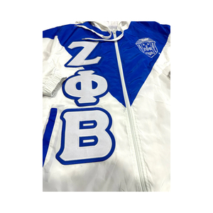 Áo khoác satin nam của hội sinh viên nữ Zeta Phi <span class=keywords><strong>Beta</strong></span>, hai màu, khóa kéo, thêu chữ và huy hiệu hội, kiểu bomber. - Product Image 3