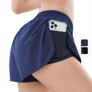 Short de course 2 en 1 pour femme avec poche pour téléphone Taille haute Gym Workout Quick-Dry Athletic Fitness Activewear - Product Image 1