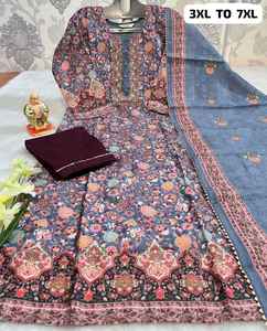 Seda de muselina de diseño de Bollywood con estampado y trabajo manual, pantalón Kurti y Fabricante Mayorista Dupatta de Surat - Product Image 4