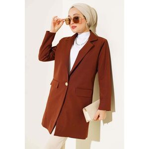 Chaqueta de un solo botón marrón - Product Image 4