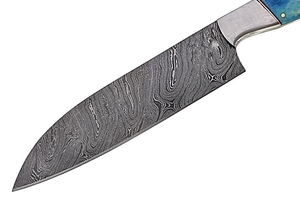 Tùy Chỉnh Handmade Nhật Bản Damascus Thép Đầu Bếp Dao Santoku Dao Nhà Bếp Nhuộm Lạc Đà Xương Xử Lý Với Da Vỏ Bọc - Product Image 5