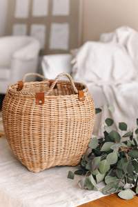 Cesta de ratán hecha a mano con material ecológico de diseño antiguo y uso multiusos para almacenamiento en el hogar y la Oficina - Product Image 6