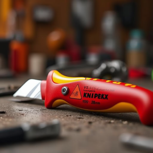 KNIPEX VDE-Certified Cable <b>Stripping</b> Knife 155mm 28mm Blade Multi-Component Handle - Product Image 3