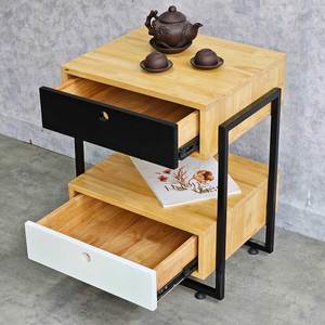 Commode moderne en bois d'hévéa avec 2 tiroirs 45x40x59cm TDG68033 - Product Image 4