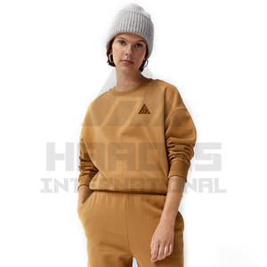 Sudaderas largas de algodón liso para mujer, sudadera de lana con hombros caídos Unisex, sudadera personalizada para mujer, Sudadera de cuello redondo - Product Image 1