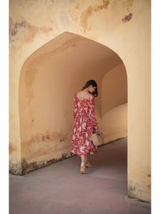 Indien Vintage Style femmes robe main bloc Floral imprimé coton respirant durable à la mode décontracté été porter naturel - Product Image 3