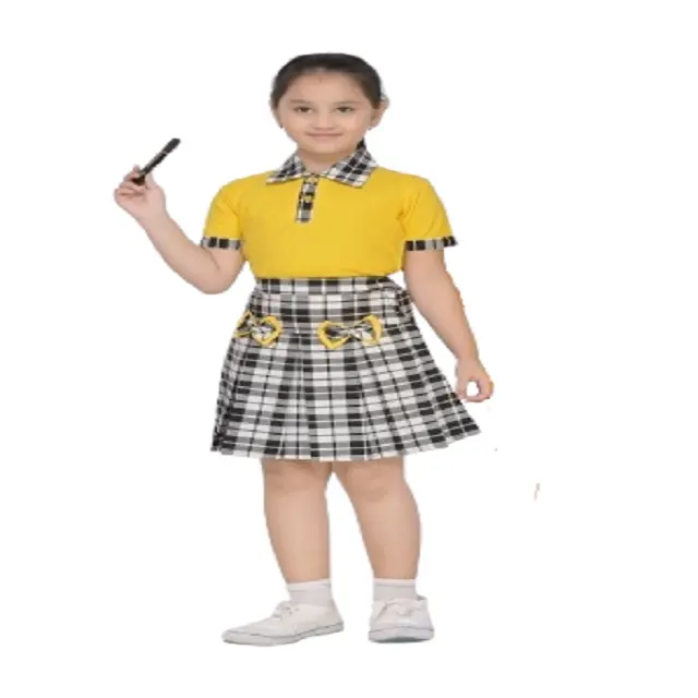 초등/중등 학교 소녀를위한 최고 품질 도매 가격 맞춤 제작 타탄 디자인 주름 치마