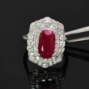 6.07CT ทองคำขาวแหวนเพชรพลอยทับทิมแบบไม่มีความร้อนแข็ง925แหวนชุบเงินแหวนเพชรแซฟไฟร์สีชมพูวงรีสำหรับผู้หญิง - Product Image 1